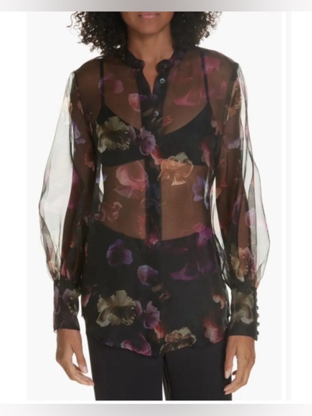 Equipment Sheer Floral Blouse Size S